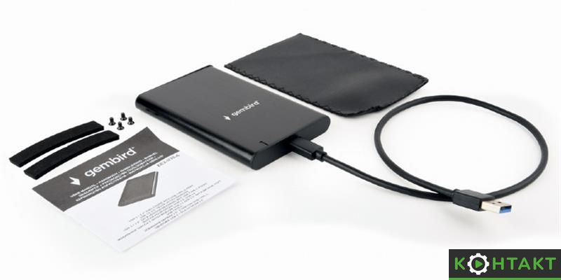 Купити Зовнішня кишеня Gembird SATA HDD 2.5", USB 3.1, алюміній, Black — 480 грн